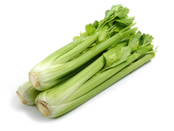 istock Fresh celery stalks and leaves isolated on white 1166547661