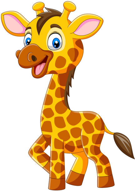 illustrations, cliparts, dessins animés et icônes de dessin animé mignon de girafe d'isolement sur le fond blanc - cartoon giraffe young animal africa