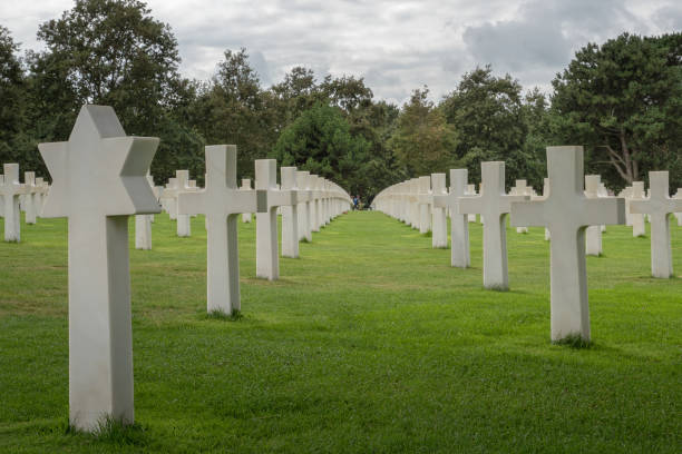 cementerio militar estadounidense - basse normandy colleville 1944 france fotografías e imágenes de stock