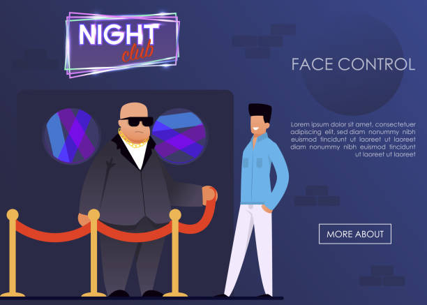 face control service für night club landing page - bouncer stock-grafiken, -clipart, -cartoons und -symbole