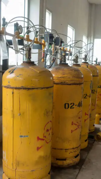 Photo of Chlorine cylinder of disinfection system for water treatment plant
