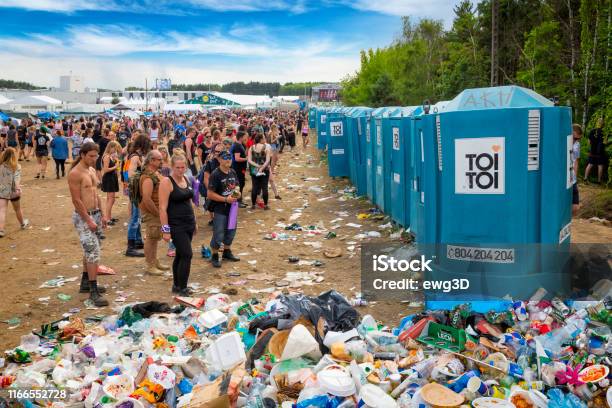 Polandrock Festival 2019 Poland Stock Photo - Download Image Now - Music Festival, Toilet, Unhygienic