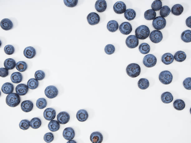 istock Blueberry frame on white background. Healthy food design 1166553812