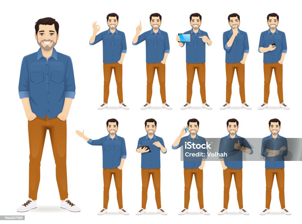 Man in casual outfit set - Royalty-free Homens arte vetorial