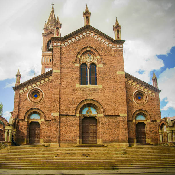 facade of st. josephs cathedral aka church of our lady of the rosary, asmara - our lady of africa imagens e fotografias de stock