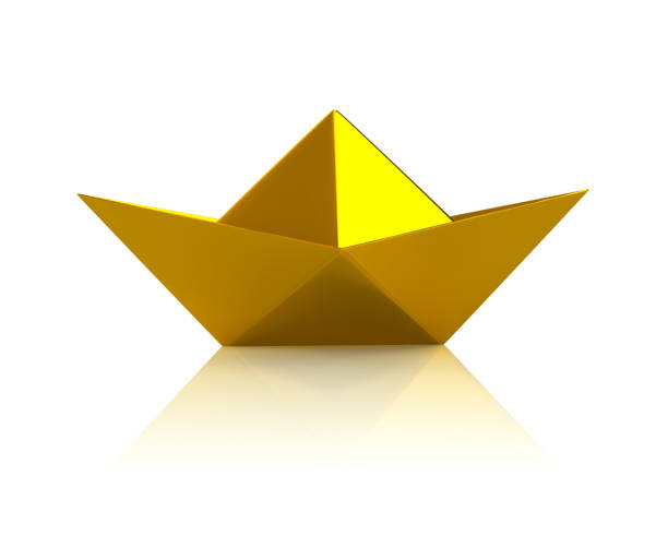 istock Golden paper boat icon 1166558318