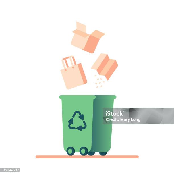 Paper Box Recycle Vector Recycling Paper Waste Stock Illustration - Download Image Now - Bag ...