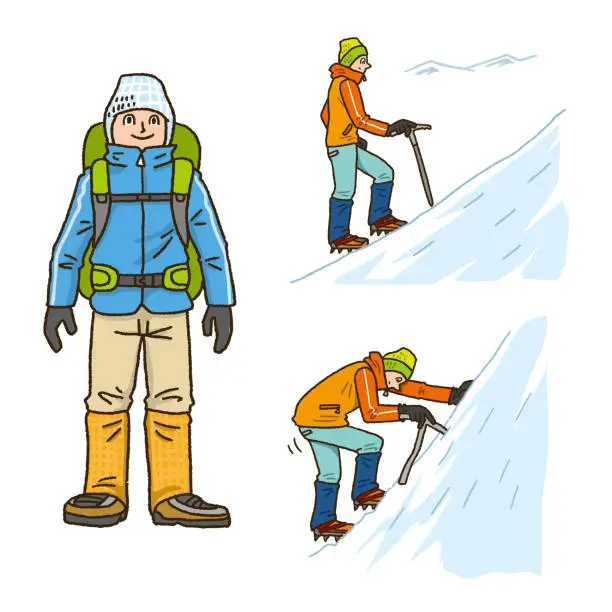 Vector illustration of Snowy mountain-How to climb