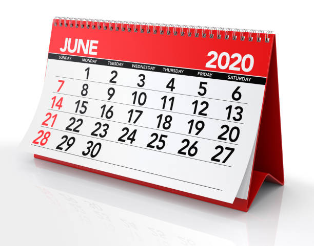 June 2020 Calendar June 2020 Calendar. Isolated on White Background. 3D Illustration june file stock pictures, royalty-free photos & images