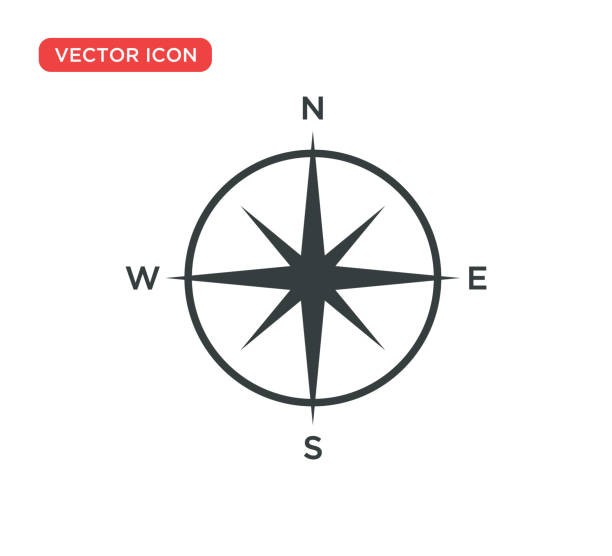 illustrazioni stock, clip art, cartoni animati e icone di tendenza di icona bussola freccia illustrazione vettoriale design - compass compass rose north direction