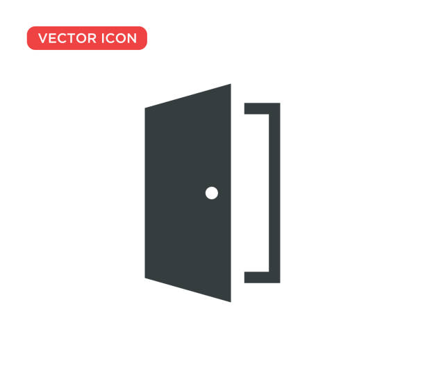 stockillustraties, clipart, cartoons en iconen met deur pictogram vector illustratie ontwerp - portal