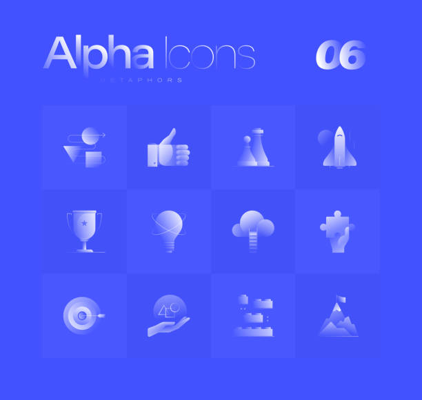 Metaphors Alpha Icons Set vector art illustration