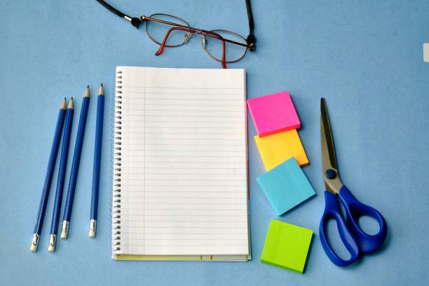 istock Back to school stationary blue background 1166587892