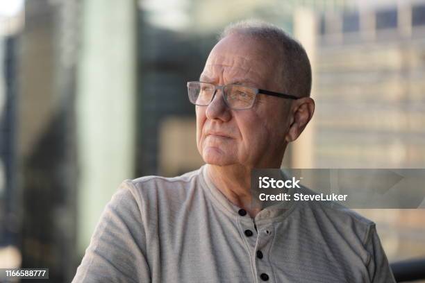 Senior Man Remembering Stock Photo - Download Image Now - Men, Senior Adult, White People
