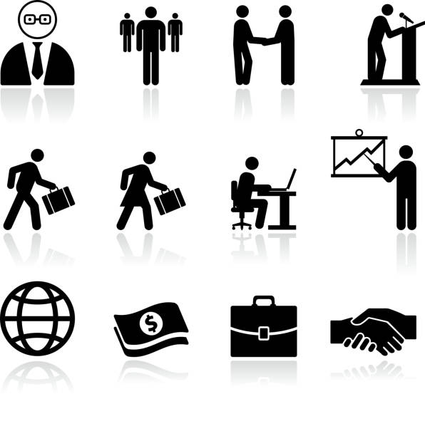 business finanzen schwarz und weiß lizenzfreie vektorgrafik-set - beengt grafiken stock-grafiken, -clipart, -cartoons und -symbole