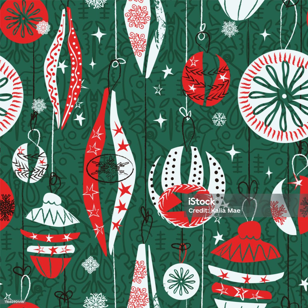 Hanging Christmas Ornaments Seamless Pattern Background Retro Abstract  Illustration Design Christmas Wrapping Paper Design Vector Stock  Illustration - Download Image Now - iStock