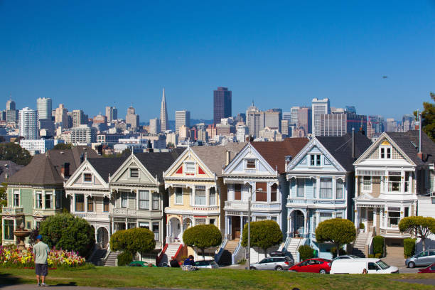 San Francisco with the famous Painted Ladies and the downtown skyline