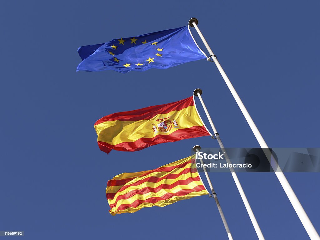 Bandiere - Foto stock royalty-free di Aeroporto Internazionale di Barcellona El Prat