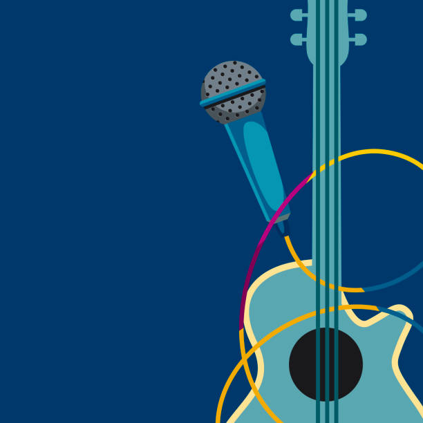 ilustrações de stock, clip art, desenhos animados e ícones de guitar and microphone. - musical theater illustrations