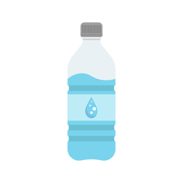 bottle with water Icon of a bottle with water. Bottle with water for sports and training, travel. Vector illustration. drinking water illustrations stock illustrations