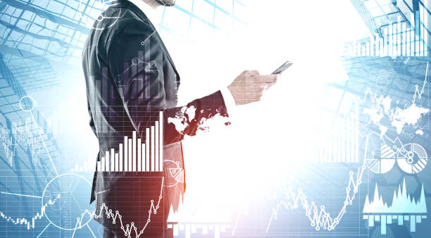 istock Man with phone in city, infographics 1166596063