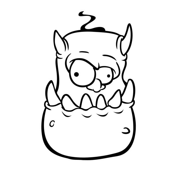 ilustraciones, imágenes clip art, dibujos animados e iconos de stock de personaje demonio monstruo de dibujos animados enojado - skull holding spooky horror