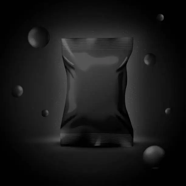Vector illustration of Vector 3d realistic luxury dark chocolate pack