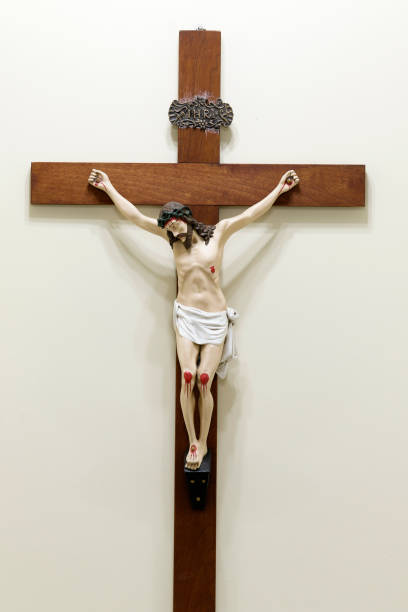 istock statue with image of crucified Jesus 1166600988