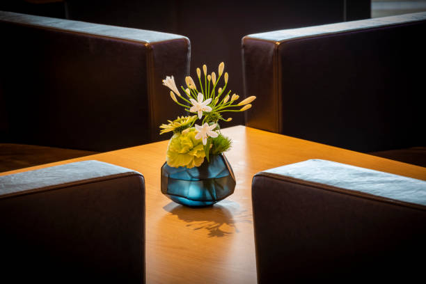 beautiful white statice flower on the cafe background blurred
