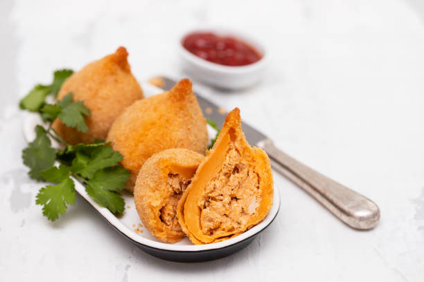 Brazilian snack. Chicken Coxinha.