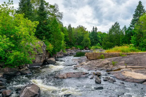 streams, lakes and rapids in the forest near the village of Val-David, Laurentide, Quebec, Canada