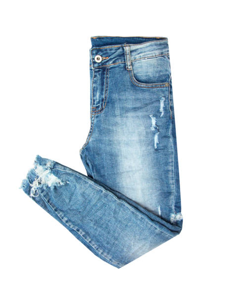 istock Blue jeans folded in two isolated on white background 1166607327