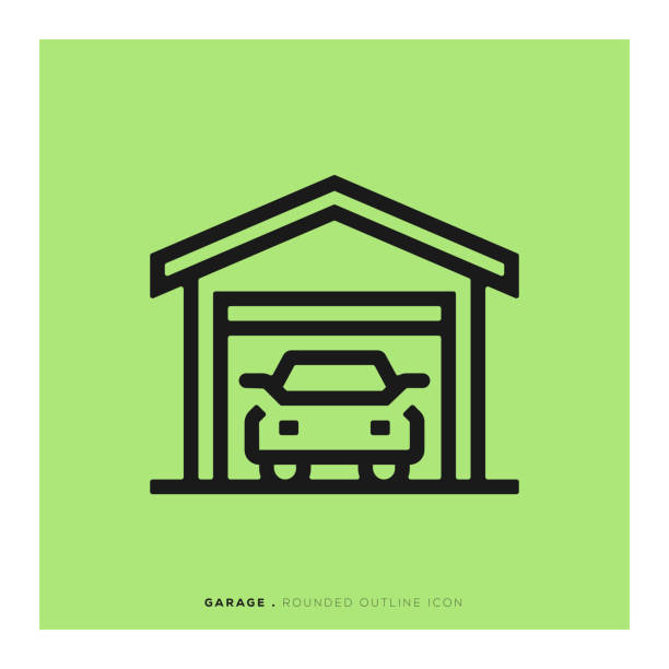 ilustrações, clipart, desenhos animados e ícones de ícone da garagem - driveway