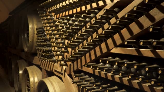 Wine bottles in wine cellar