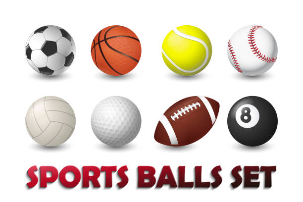 набор спортивных мячей - ball stock illustrations
