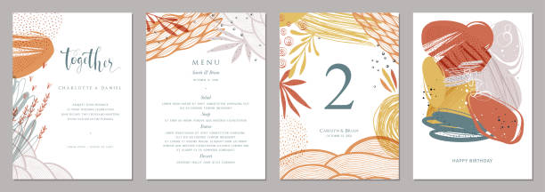 illustrazioni stock, clip art, cartoni animati e icone di tendenza di arte universale templates_08 - dinner invitation