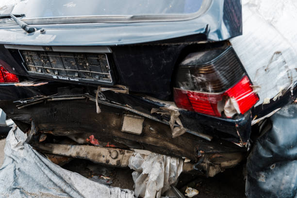 istock damaged automobile after dangerous car accident outside 1166617371