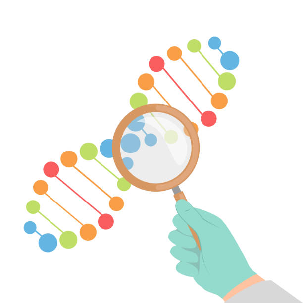 dna 나선 - abstract dna cell multi colored stock illustrations