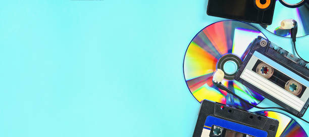 istock The concept of evolution music. Cassette, CD-disk, mp3 player. Vintage and modernity. Music support. 1166622152