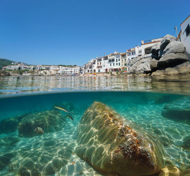 istock Spain seaside village over under water Costa Brava 1166622980
