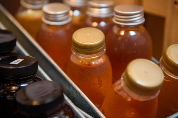 Group of cold juice in the bucket