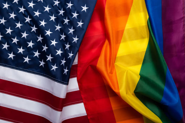 istock Pride flag and USA flag 1166624167