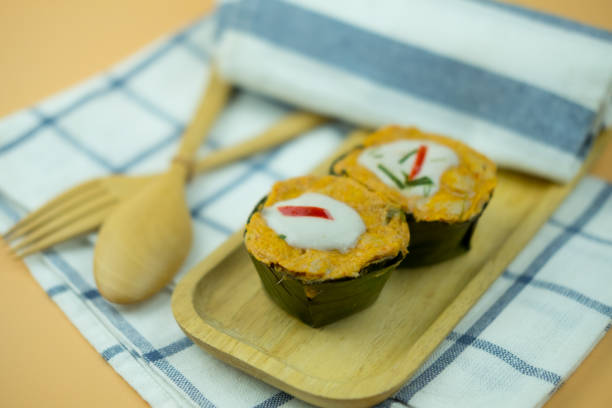 istock Curry fish mixed spice and herb with snakehead fish Ho Mok pla chon 1166628833
