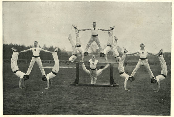 викторианская британская армия, гимнастическая команда, олдершот, 19 век - healthy style стоковые фото и изображения