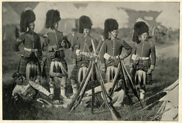 Photo of British army, Camp guard of the Seaforth Highlanders, 19th Century