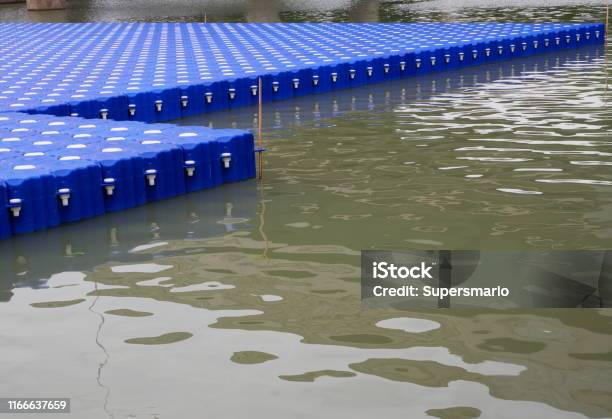 Plastic Pontoon With The Rope Fence Stock Photo - Download Image Now - Activity, Adventure, Beach