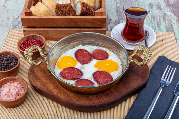 istock Sucuklu yumurta - Turkish style eggs with beef sausage 1166639619