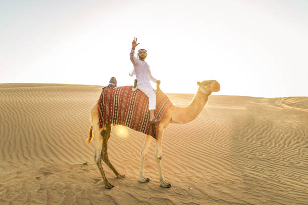 istock Arabian man with camel in the desert 1166641048
