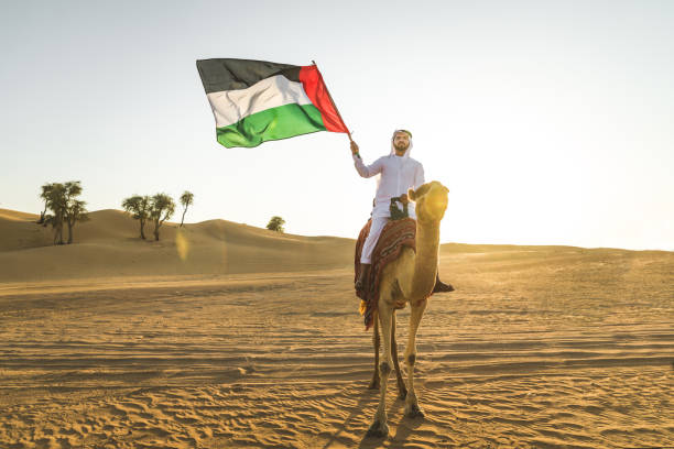 istock Arabian man with camel in the desert 1166641796