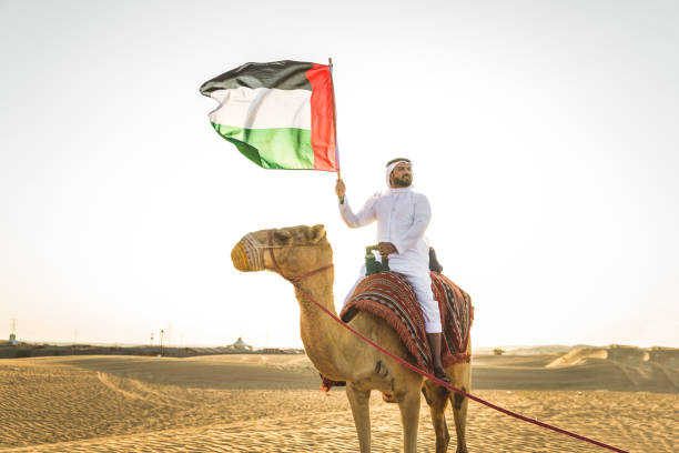 istock Arabian man with camel in the desert 1166641909